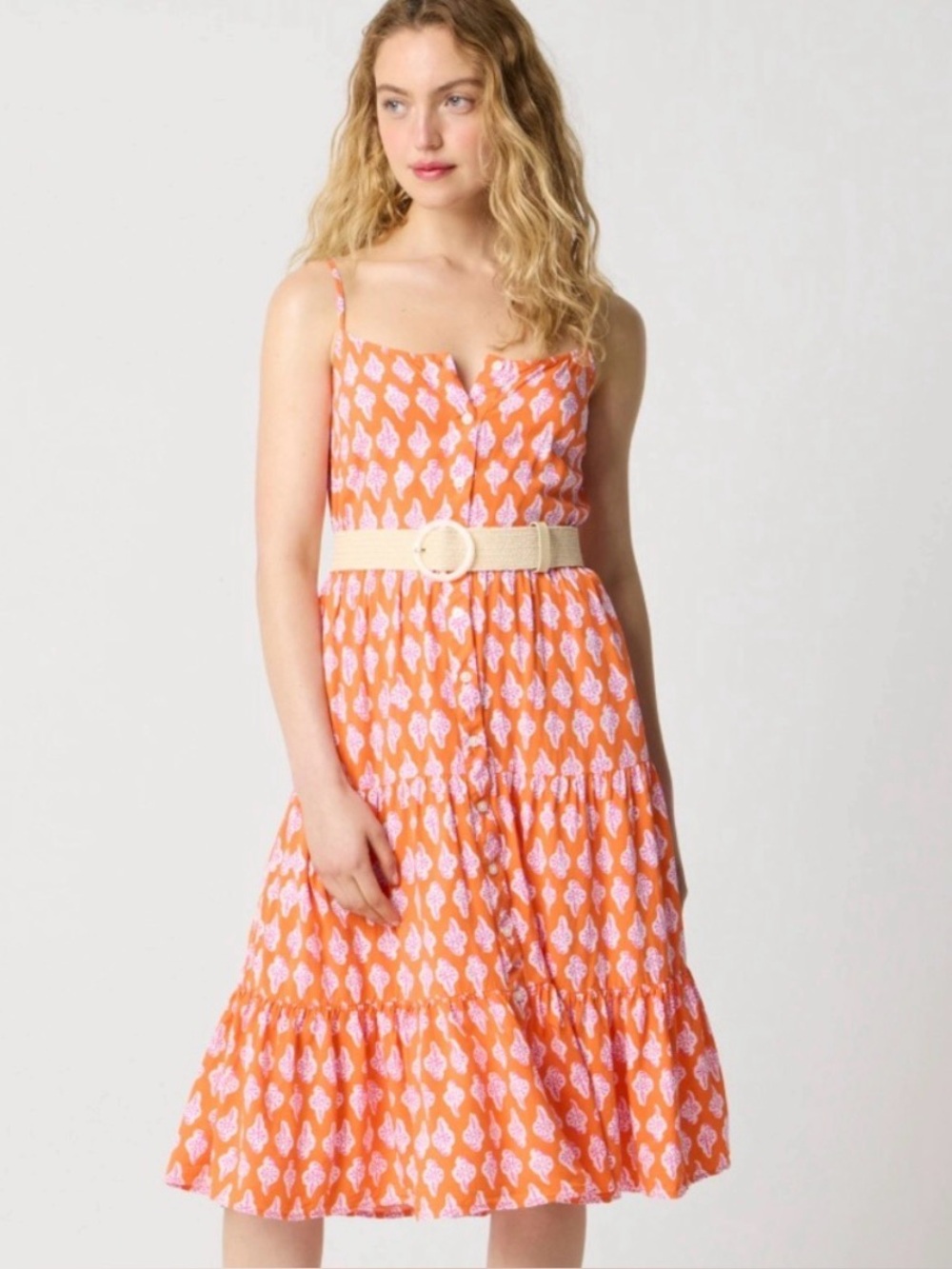 J Crew Factory Strappy Tiered Midi Sundress